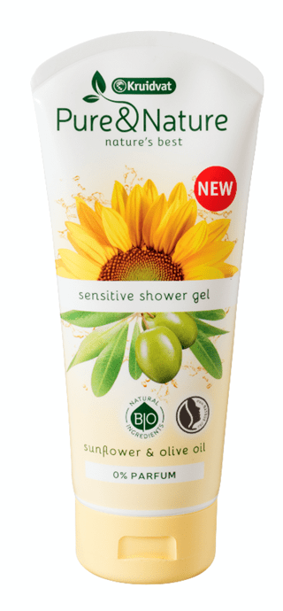kruidvat pure & nature sunflower olive oil sensitive showergel douchegel