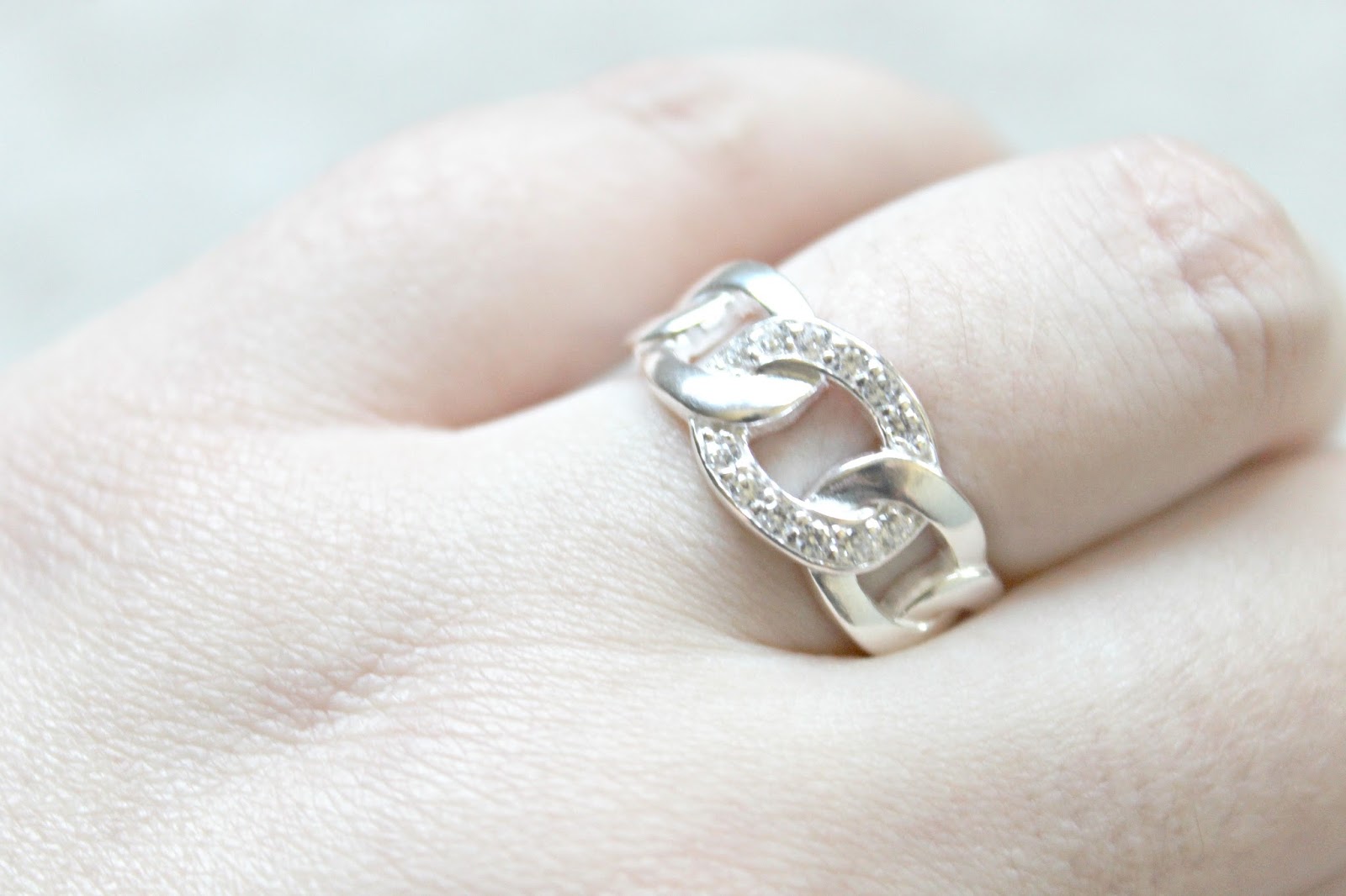 zilveren ring gourmet schakel witte zirkonia stenen lucardi